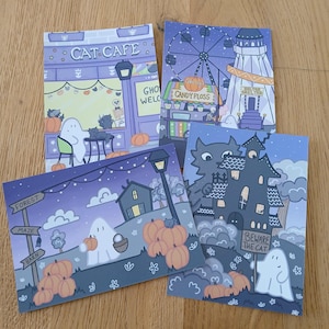 Halloween Postcards, Single or Set of Four | The Travelling Ghost