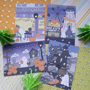 Halloween Postcards, Single or Set of Four | The Travelling Ghost