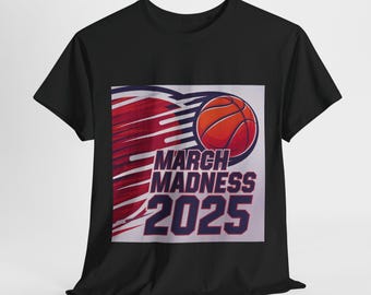 March Madness 2025 Unisex Heavy Cotton Tee, Basketball Shirt, Sports Fans Apparel, March Madness Gear, Tournament Tee, Gift for Hoops Lovers