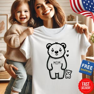 Cute MOM Bear Tee, Mother&#39;s Day Gift, Unisex t-shirt, Animal Lover Shirt, Mom Life Tee, Fun Casual Wear