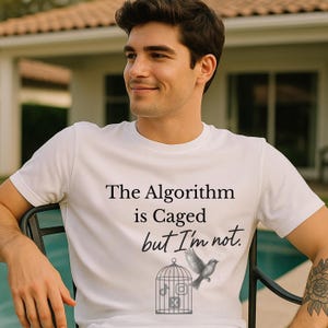 Algorithm Caged Graphic Tee: Minimalist Viral TikTok Shirt