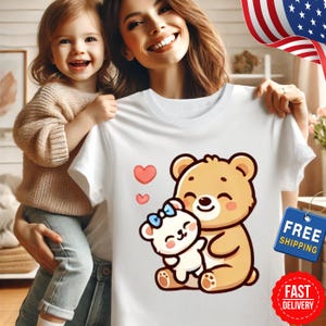Cute Bear Love Tee - Adorable Bear Graphic Unisex Cotton T-Shirt, Gift for Animal Lovers, Cute Couples, Birthday Present, Casual Wear