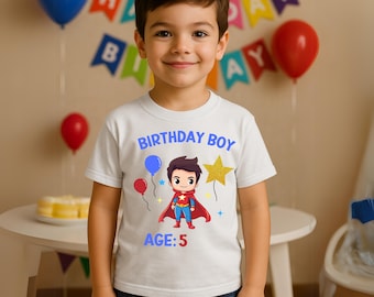 Superhero Birthday Shirt For Boys, Birthday T-Shirt, Kids Party Outfit, Hero Themed T-Shirt, Birthday Gift For Son, Unique, Celebration