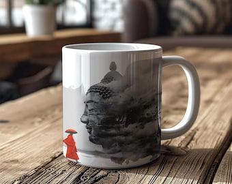 Serene Buddha Ceramic Mug: Zen Artwork, Meditation Cup