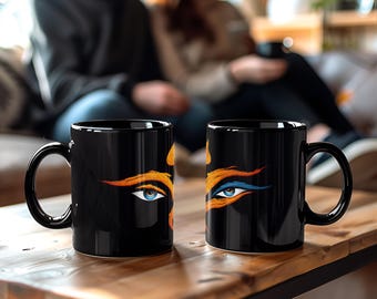 Buddha Eyes Mug, Meditation Gift, Zen Coffee Cup, Mindfulness Tea Mug, Buddhist Kitchen Decor