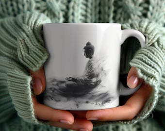 Caneca de cerâmica Zen Buddha: presente inspirador e minimalista
