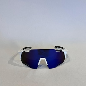 White & Blue Rave Sunglasses - Sports Cycling Running Festival Shades - Lightweight and Unisex