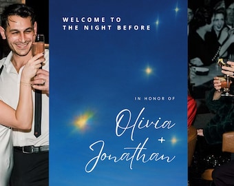 Starry Night Wedding Welcome Sign: Editable Watercolor Template (Digital Download)
