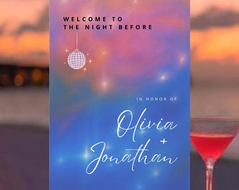 Watercolor Wedding Welcome Sign: Disco Ball, Editable Template (Instant Download)