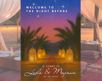 Arabian Nights Wedding Welcome Sign: Editable Template (Digital Download)