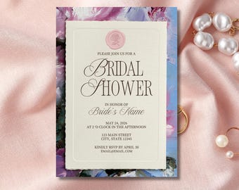 Floral Bridal Shower Invitation Template: Elegant Garden Party (Canva Editable, Digital Download)