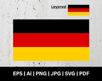Germany Flag SVG PNG jpg EPS pdf Ai | German Tricolor Clipart | Print Ready