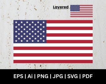 USA Flag SVG png Jpg Eps Pdf AI | United states American Stars and Stripes Clipart | Print Ready