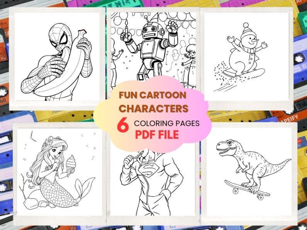 Fun Cartoon Characters: Funny Cartoon Characters Coloring Book ...