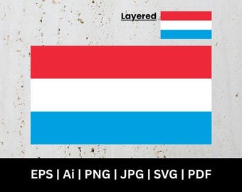 Luxembourg Flag SVG PNG jpg EPS pdf Ai | Luxembourg Tricolor Clipart | Print Ready