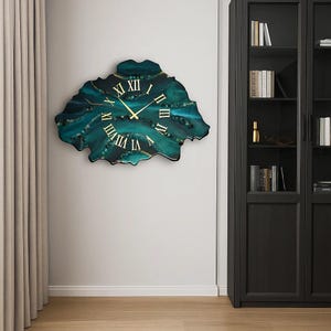 Resin Clock Epoxy Resin Wall Clock Large Desk Clock Handmade Art Clocks Monochrome Clock Personalized Anniversary Gift Resin Art Wall Clock