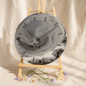 Resin Wall Clock: Boho Home Decor with Moonstone & Quartz