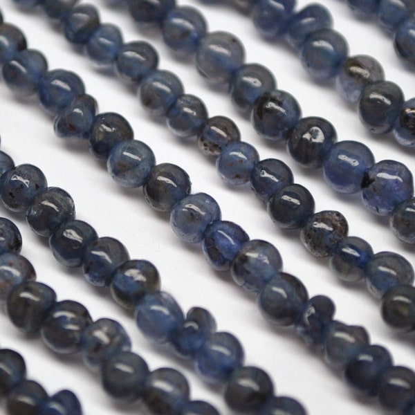 Round Beads Natural Blue Iolite - 5 mm - 14''STRAND - 110301-14