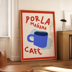 Por La Mañana Cafe Print - Trendiges Kaffee Poster (digitaler Download)
