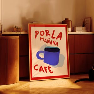 Por La Mañana Cafe Print - Trendiges Kaffee Poster (digitaler Download)