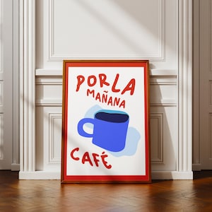 Impresión de Café Por La Mañana - Póster de café de moda - Arte mural maximalista - Bonita decoración estética para apartamentos