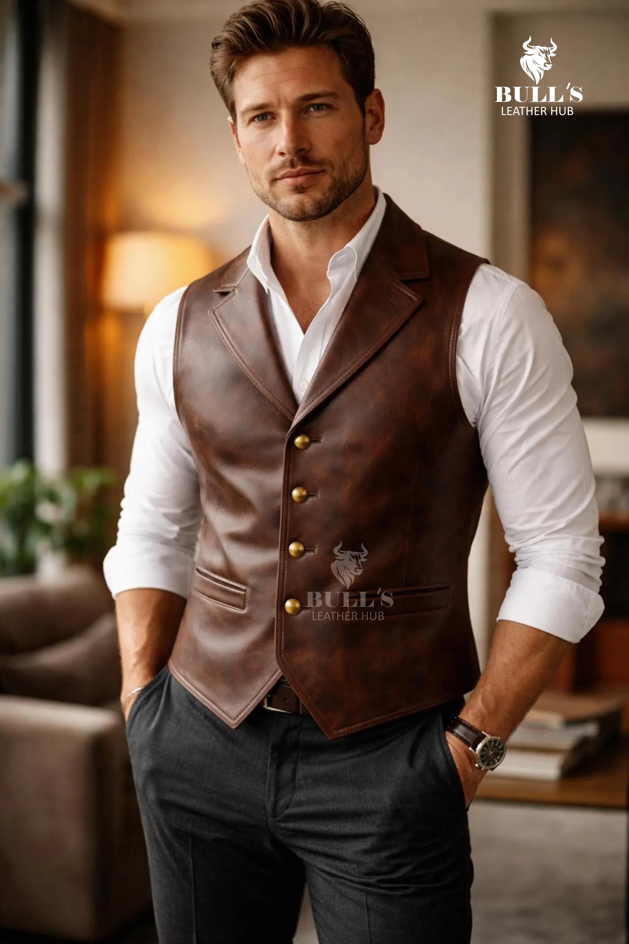 Formal Leather Vest - Etsy