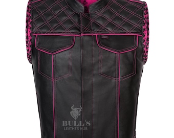 Men's Braided Leather Biker Vest, Motorcycle Motorcycle Quilted Jacket