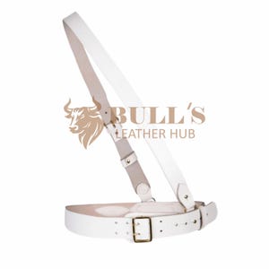 Handmade White Leather Sam Browne Belt: British Military Style