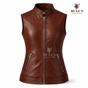 lady vest met haaksluiting stoer biker look gilet soepel runderleer