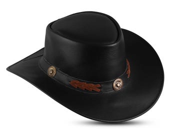 Handmade Genuine Leather Cowboy Hat: Unisex Western Style