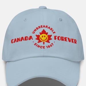 Canada Forever Smiley Embroidered Hat | Canada Patriotic Hat | Canada Strong Cap | Proud Canadian Hat | Defend Canada Hat | Canada Day Cap