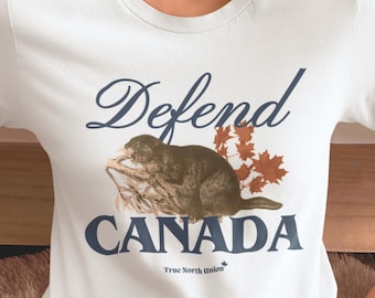 Defend Canada Beaver T-shirt: Retro Patriotic Unisex Tee, Canadian Pride Shirt