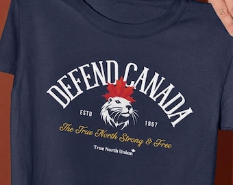 T-shirt « Défendons le Canada » : T-shirt unisexe avec castor patriotique