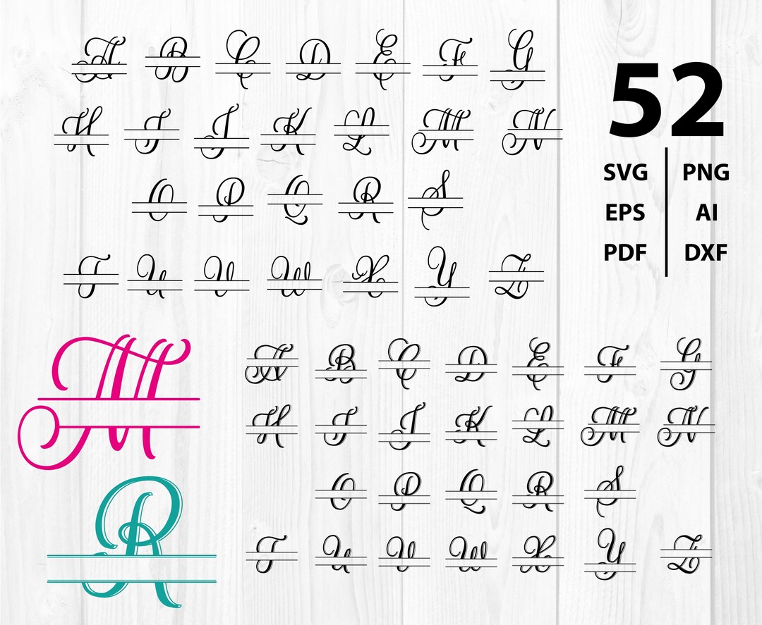 Curve Split Monogram Digital PNG - SVG - Etsy