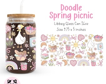 Vårpicknick 16 oz Libbey glasburkomslag png Coquette vårlibbey glasburkomslag png söt Cottagecore png trädgårdsblommig picknickmuggomslag