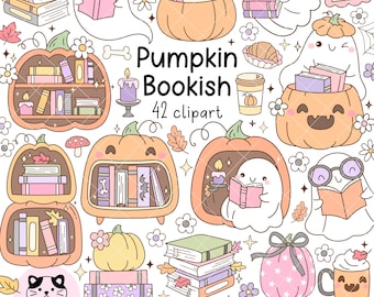 Pumpkin Bookish Ghost Clipart Pumpkin Bookshelf Png Ghost Reading Png Autumn Bookish Png Cozy Fall Reading Png Book Lover Png Halloween gift