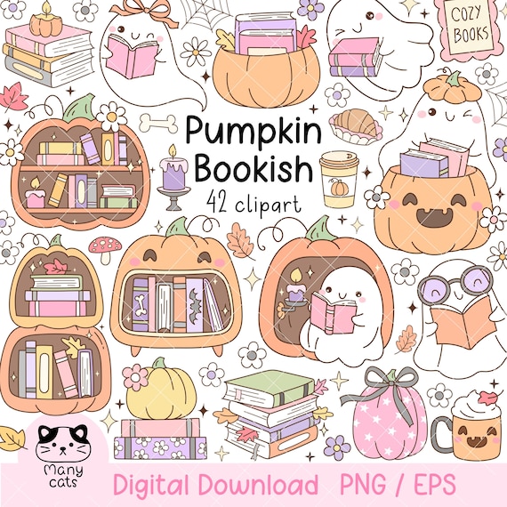 Pumpkin Bookish Ghost Clipart Pumpkin Bookshelf Png Ghost Reading Png Autumn Bookish Png Cozy Fall Reading Png Book Lover Png Halloween gift