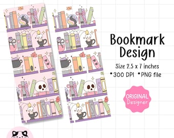 Witch Bookshelf Bookmark Png Pastel Bookish Bookmarks Digital Printable Png Cozy Reading File Fall Bookish Png Halloween Bookmarks Gift