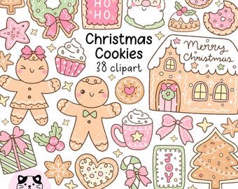 Doodle Christmas Cookies Clipart Christmas Gingerbread Png Christmas Desserts Png Sugar Cookie Christmas Treats Png Pastel Gingerbread Png