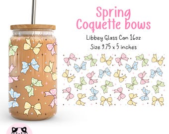 Lazos de primavera Daisy 16 Oz Libbey Glass Can Wrap Png Pastel Coquette Bows Png Girly Libbey Glass Can Wrap Easter Bow Png Trendy Cup Wrap Png