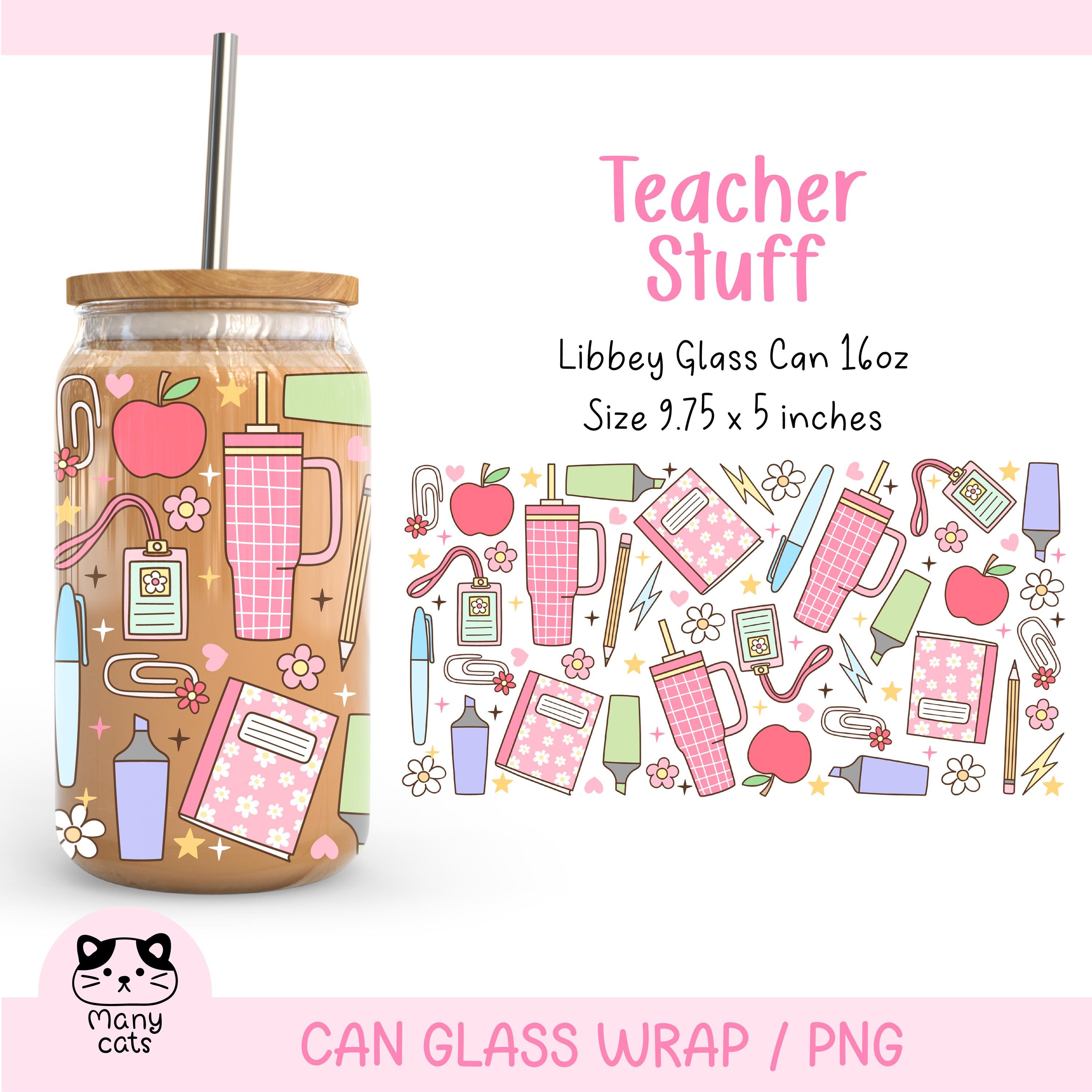 Teacher Stuff 16oz Libbey Glass Can Wrap Png Teach Love Inspire Glass ...