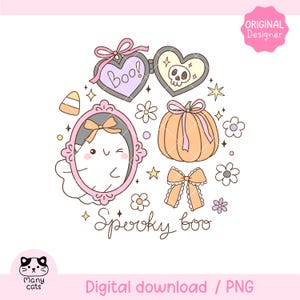 Coquette Spooky Ghost Png Pastel Halloween Bow Png Doodle Cute Ghost Frame Png Ghost Portraits Halloween Shirt Sublimation Halloween Gift