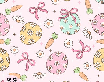 Coquette easter seamless pattern Spring pattern Easter bows repeating pattern Girly sublimation Pastel easter digital paper