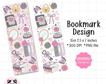 Fantasy Bookish Bookmark Png Romantasy Bookmarks Digital Printable Png Aesthetic Bookish File Girls Reading Png Printable Bookmarks Png