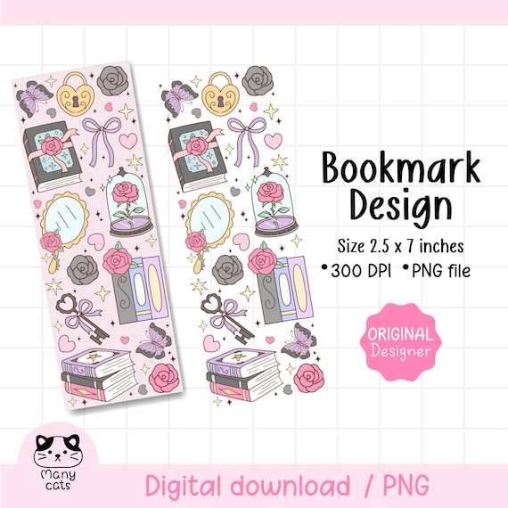 Fantasy Bookish Bookmark Png Romantasy Bookmarks Digital Printable Png Aesthetic Bookish File Girls Reading Png Printable Bookmarks Png