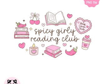Klub czytelniczy Spicy Girly PNG, Romanse książkowe, Czytnik erotyczny, Projekt książkowy Kindle, Prezent dla miłośników książek