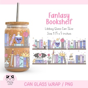 Pastel Fantasy Book 16oz Libbey Glass Can Wrap Png Dragon Fantasy  Glass Can Fourth Wing Dragon Png Aesthetic Bookish Iced Coffee Cup Png