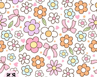 Pastel floral garden seamless pattern Spring flower repeat pattern Cottagecore seamless Flower garden fabric Coquette spring digital paper
