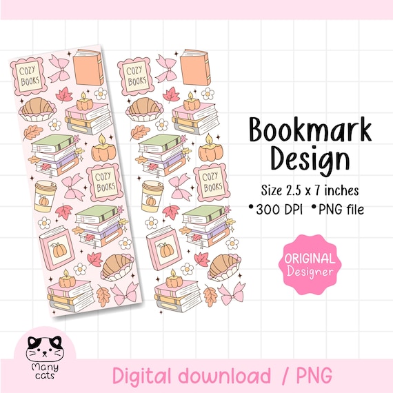 Autumn Bookish Bookmark Png Cozy Reader Bookmarks Digital Printable Png Fall Aesthetic File Printable Bookmarks Coquette Autumn Books Png