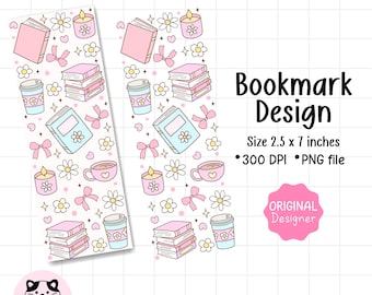 Girly Bookish Bookmark Png Coquette Bookmarks Digital Printable Png Aesthetic Bookish File Book Lover Png Printable Bookmarks Bookmarks Gift